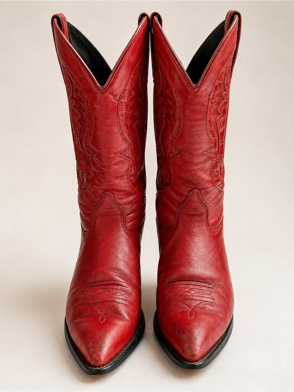 Red Leather Cowboy BootsVintage Capezio Red Leather Cowboy Boots - Made in USA -